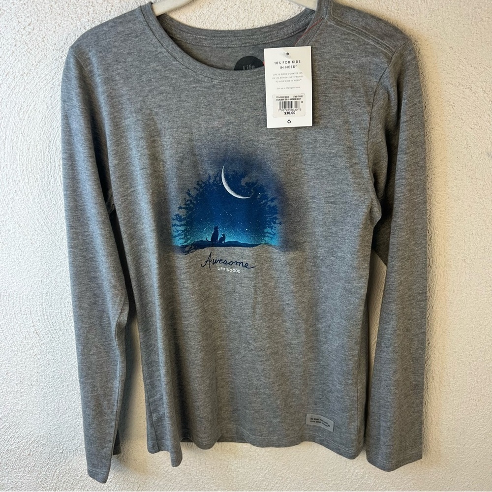Life is Good Long Sleeve Gray Graphic Long Sleeve Crew Neck Boy's Extra Small